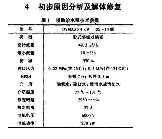 輔助給水泵轉(zhuǎn)子彎曲故障